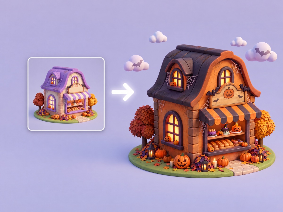 A building asset reskinned for Halloween