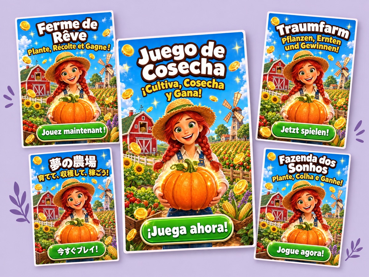 One game ad with its text translated into several languages