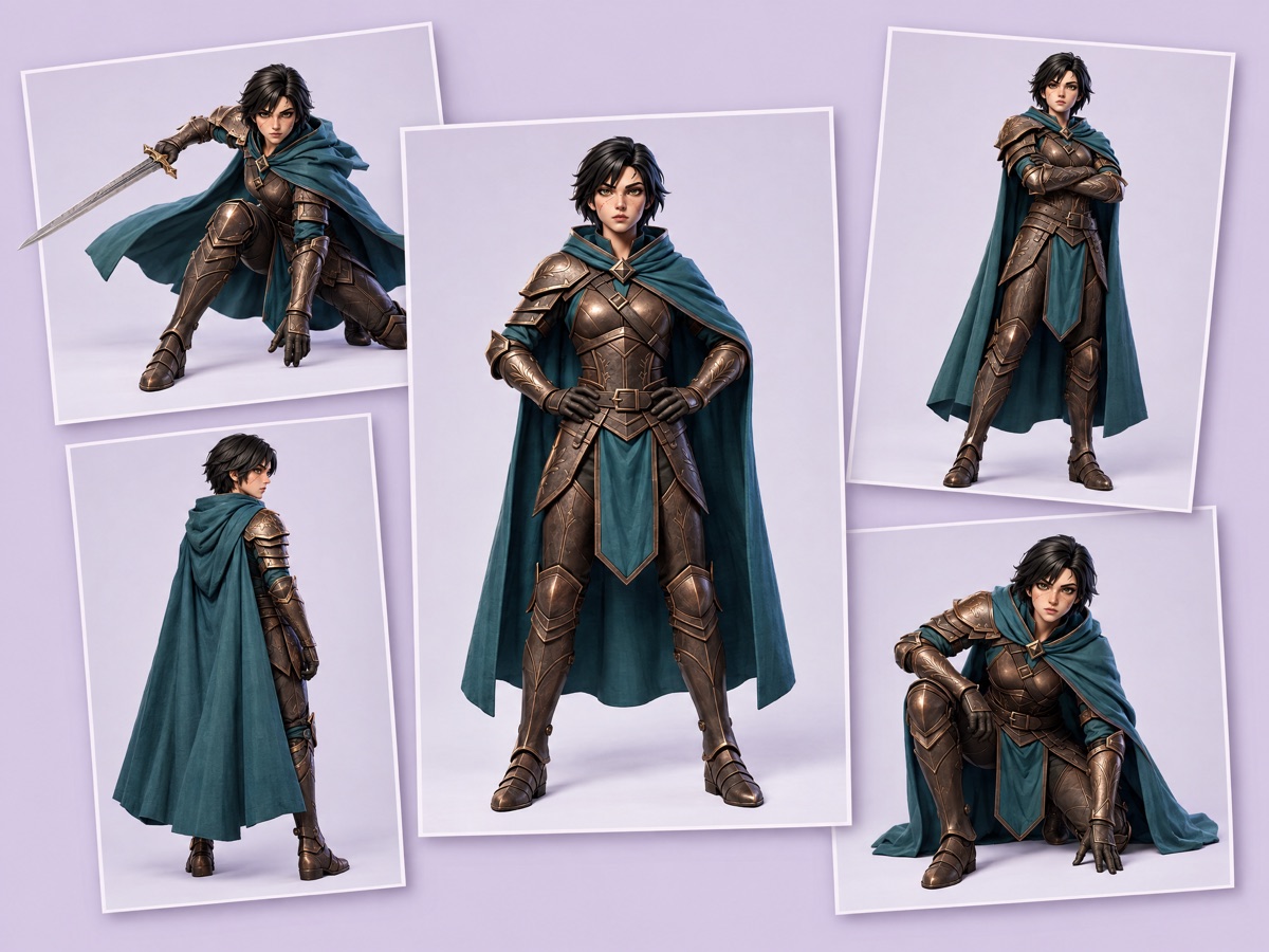 Several characters, each shown in the same set of poses